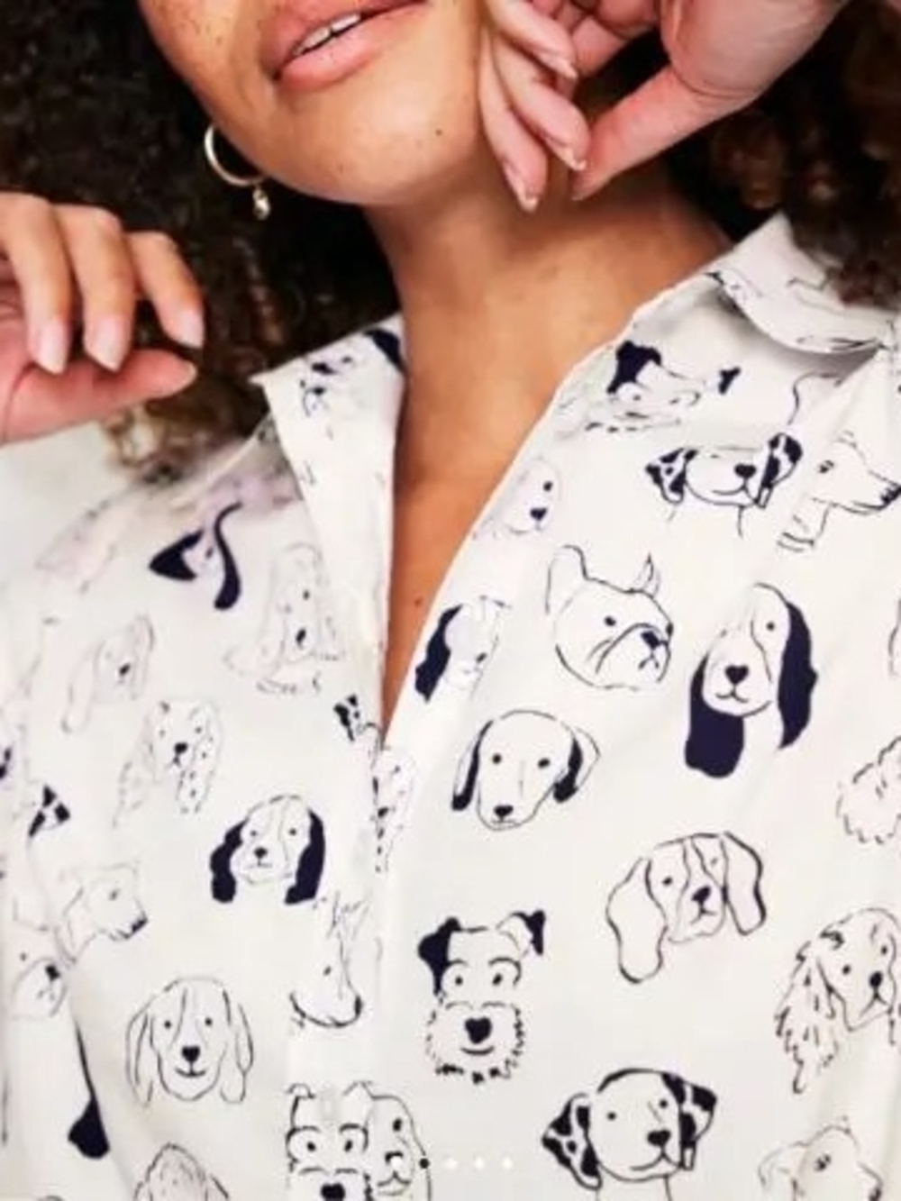 Boden Sienna Cotton Button Front Shirt With Allover Dog Breed Print Size 6R - Picture 2 of 9